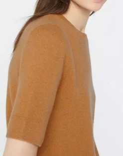 Galeries Lafayette Pulls|Pull 100% Cachemire manches courtes Difi camel