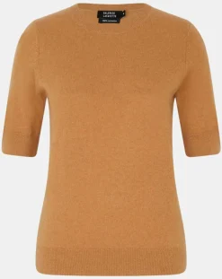 Galeries Lafayette Pulls|Pull 100% Cachemire manches courtes Difi camel