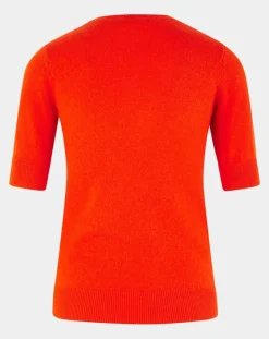 Galeries Lafayette Pulls|Pull 100% Cachemire manches courtes Difi orange