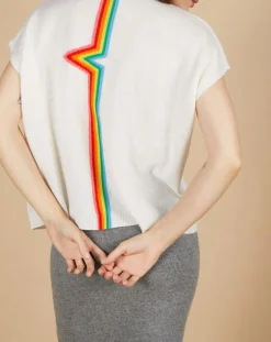 Cashmere Tribu Pulls|Pull 100% Cachemire Marion à bandes au dos écru