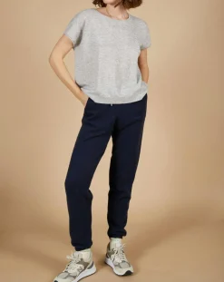 Cashmere Tribu Pulls|Pull 100% Cachemire Marion à bandes au dos gris chiné