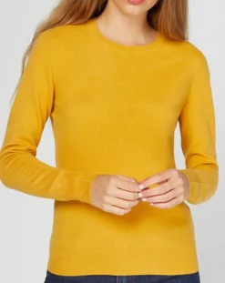 Galeries Lafayette Pulls|Pull 100% Cachemire Nabri col rond jaune