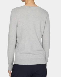 Galeries Lafayette Pulls|Pull 100% Cachemire Nocon col V gris clair