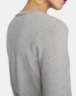 Galeries Lafayette Pulls|Pull 100% Cachemire Nocon col V gris clair