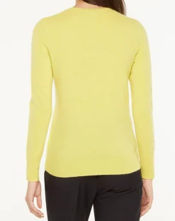 Galeries Lafayette Pulls|Pull 100% Cachemire Yabri col rond jaune