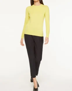Galeries Lafayette Pulls|Pull 100% Cachemire Yabri col rond jaune