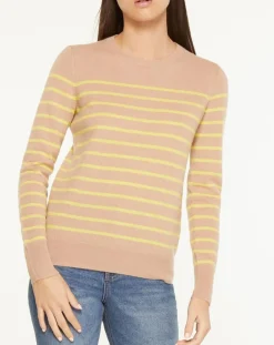 Galeries Lafayette Pulls|Pull 100% Cachemire Yabrir col rond beige/jaune