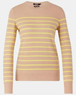 Galeries Lafayette Pulls|Pull 100% Cachemire Yabrir col rond beige/jaune