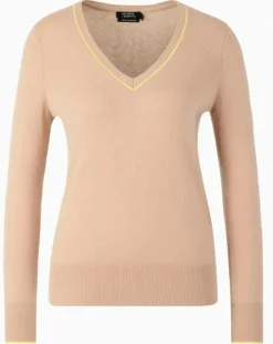Galeries Lafayette Pulls|Pull 100% Cachemire Yocond col V beige