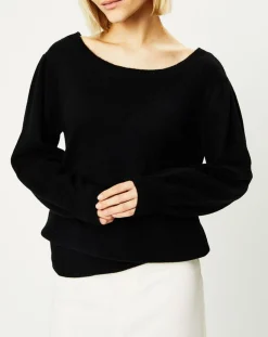 Galeries Lafayette Pulls|Pull 100% Cachemire Yoshi noeud au dos col bateau noir