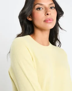 Galeries Lafayette Pulls|Pull 100% Cachemire Zabri col rond jaune