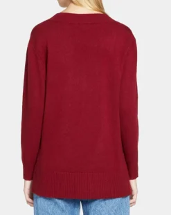 Galeries Lafayette Pulls|Pull 100% Cachemire Zoé col V profond rouge foncé