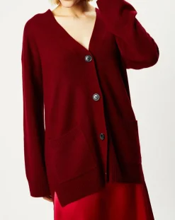 Galeries Lafayette Pulls|Pull 100% Cachemire Zoé col V profond rouge foncé