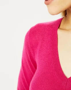 Galeries Lafayette Pulls|Pull 100% Cachemire Zocon col V rose