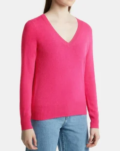 Galeries Lafayette Pulls|Pull 100% Cachemire Zocon col V rose