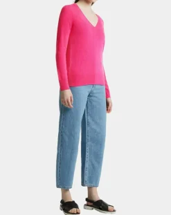 Galeries Lafayette Pulls|Pull 100% Cachemire Zocon col V rose