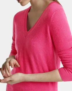 Galeries Lafayette Pulls|Pull 100% Cachemire Zocon col V rose