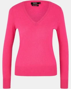 Galeries Lafayette Pulls|Pull 100% Cachemire Zocon col V rose