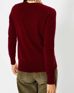 Galeries Lafayette Pulls|Pull 100% Cachemire Zocon col V rouge foncé