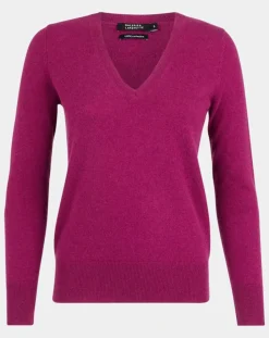 Galeries Lafayette Pulls|Pull 100% Cachemire Zocon col V violet