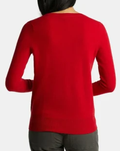 Galeries Lafayette Pulls|Pull 100% Cachemire Zocon col V rouge