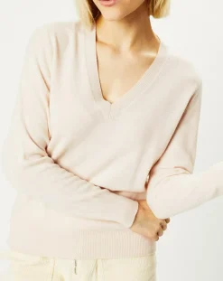 Galeries Lafayette Pulls|Pull 100% Cachemire Zocon col V beige rosé