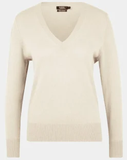 Galeries Lafayette Pulls|Pull 100% Cachemire Zocon col V beige rosé