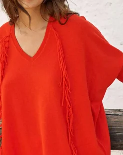 Lauren Vidal Pulls|Pull 100% Laine Naomi orange