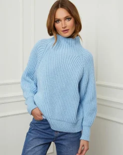 Fleur de cachemire Pulls|Pull 100% Laine Noa ciel