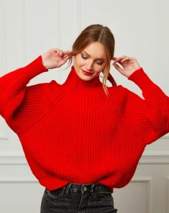Fleur de cachemire Pulls|Pull 100% Laine Noa rouge