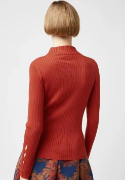 Rodier Pulls|Pull, Abelle col montant ouvertures orange rouille