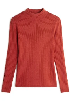 Rodier Pulls|Pull, Abelle col montant ouvertures orange rouille