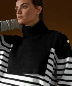 Rodier Pulls|Pull Albane, mariniere, boutons noir