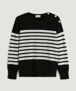 Rodier Pulls|Pull Albane, mariniere, boutons noir