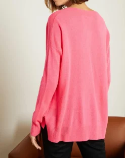 Miss Cashmere Pulls|Pull ample 100% Cachemire Iris Col V rose fluo