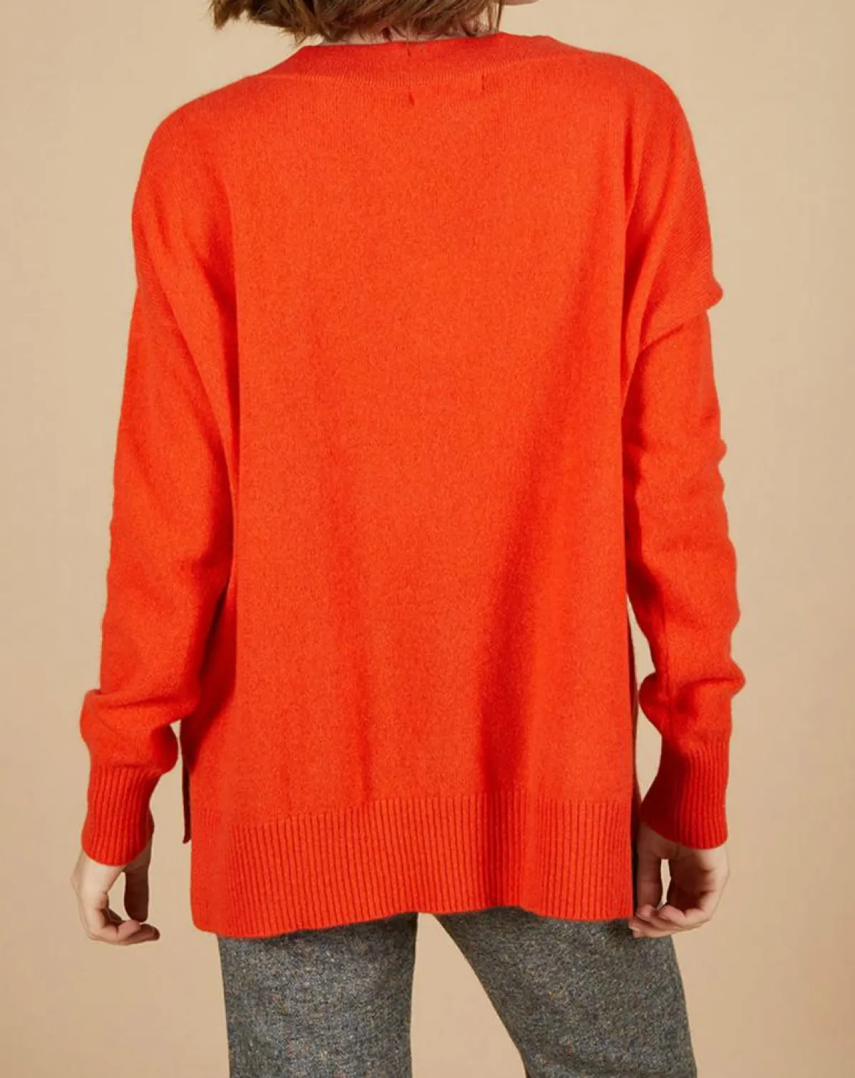 Cashmere Tribu Pulls|Pull ample 100% Cachemire Isidore col V orange