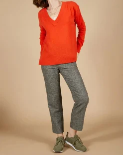 Cashmere Tribu Pulls|Pull ample 100% Cachemire Isidore col V orange
