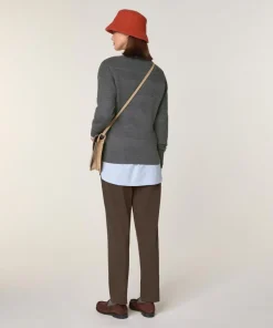 Rodier Pulls|Pull Annouck 100% laine jacquard gris foncé