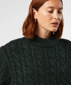 Rodier Pulls|Pull Auxane, col montant à torsades vert foncé