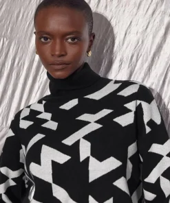 Rodier Pulls|Pull Azalée, jacquard, col roulé noir