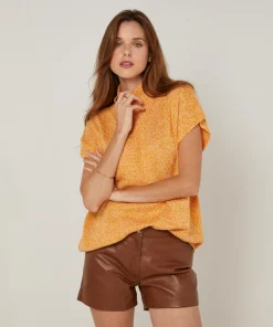 Rodier Pulls|Pull Bachira col roulé sans manches jaune