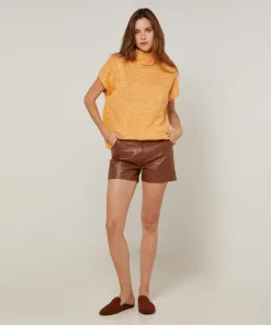 Rodier Pulls|Pull Bachira col roulé sans manches jaune