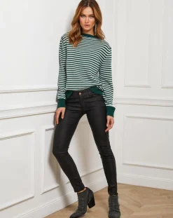 Fleur de cachemire Pulls|Pull Benedicte vert/ecru