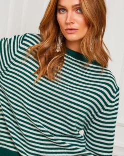 Fleur de cachemire Pulls|Pull Benedicte vert/ecru