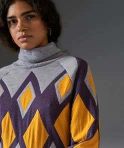 Rodier Pulls|Pull Bethsabée 100% laine col roulé jacquard gris souris