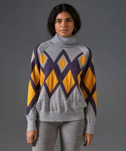 Rodier Pulls|Pull Bethsabée 100% laine col roulé jacquard gris souris