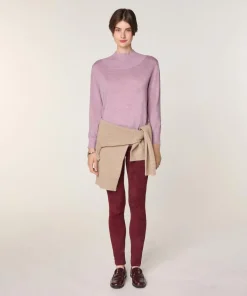 Rodier Pulls|Pull Brunehilde 100% laine col montant côtelé rose bonbon