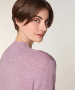 Rodier Pulls|Pull Brunehilde 100% laine col montant côtelé rose bonbon