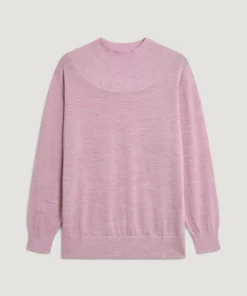 Rodier Pulls|Pull Brunehilde 100% laine col montant côtelé rose bonbon