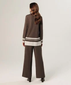 Rodier Pulls|Pull Cheyenne rayures inférieures marron havane